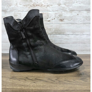Mephisto Women’s Black Leather Suede Ankle Boots Side-zip Size EU6 US 8.5